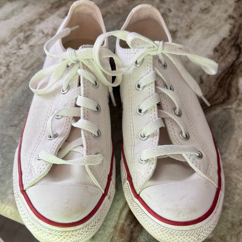 Converse White Sneakers with Red Accents